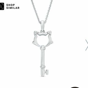 Diamond Accent Cat-Top Key Pendant Sterling Silver